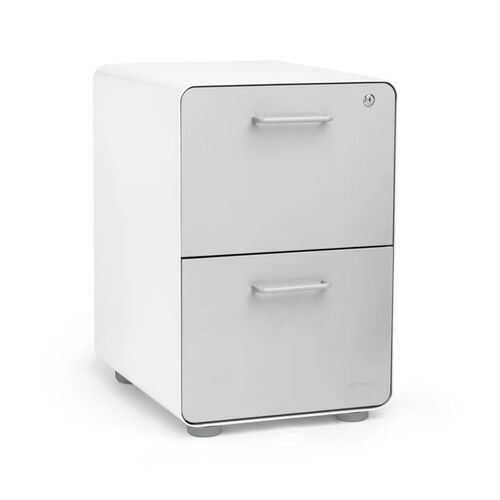 Stow 2-Drawer File Cabinet, White + Light Gray - Image 1