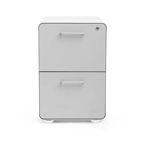 Stow 2-Drawer File Cabinet, White + Light Gray - Thumbnail 2