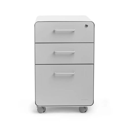 Stow 3-Drawer File Cabinet w/Casters, White+LtGray - Thumbnail 2