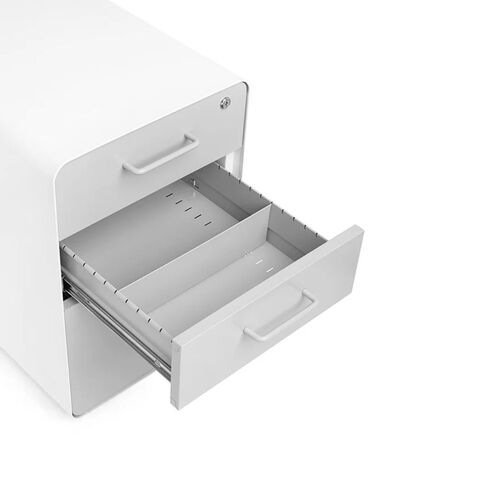 Stow 3-Drawer File Cabinet w/Casters, White+LtGray - Thumbnail 3