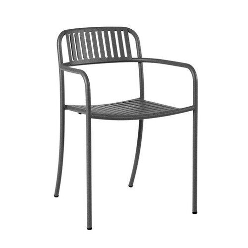 Patio Slatted Dining Chair Outdoor Painted - Image 1