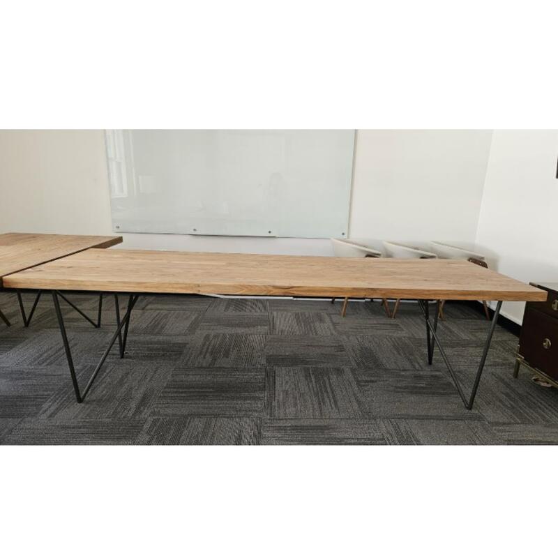 Wood Dining Table on Black Wire Legs - Image 1