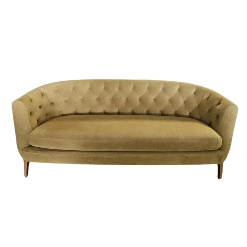Light Green Velvet Sofa - Image 1