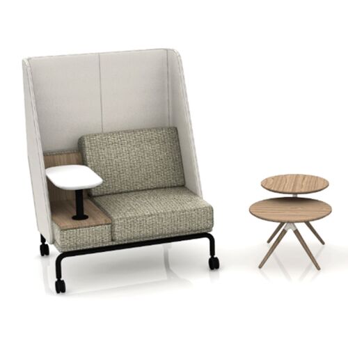 Heya 40.75x32.5x53 Lounge Chair Armless w/ Partial Surround & Single Console, Upholstered Trim Rail - Image 1
