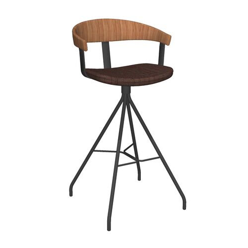 ESNS Bar stool w/wood back & upholstered seat - Image 1