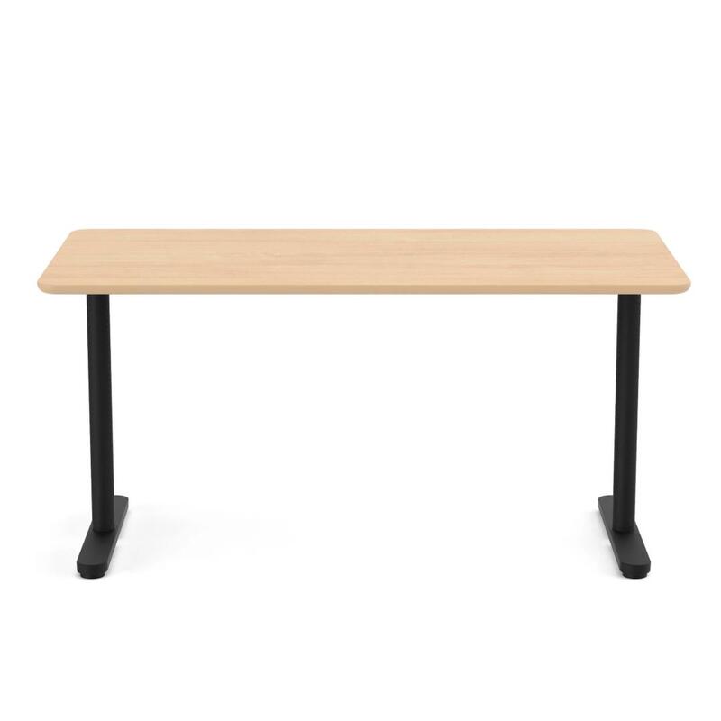 Raise Fixed Height Desk, 60x30" - Natural Oak top Black Base - Thumbnail 2