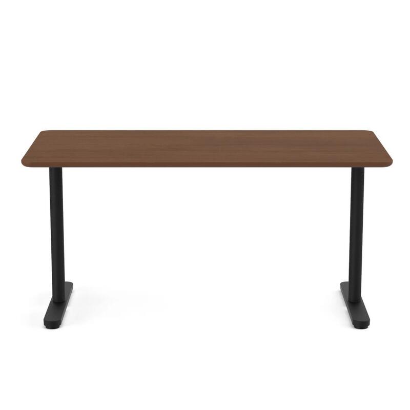 Raise Fixed Height Desk, 60x30" - Natural Oak top Black Base - Thumbnail 2