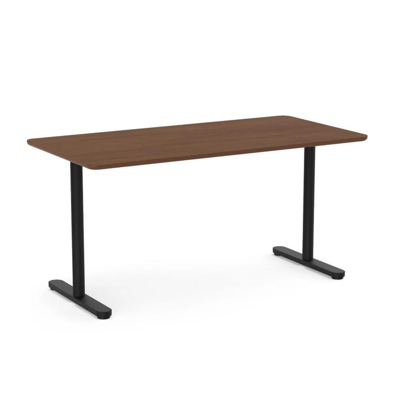 Raise Fixed Height Desk, 60x30" - Natural Oak top Black Base - Image 1