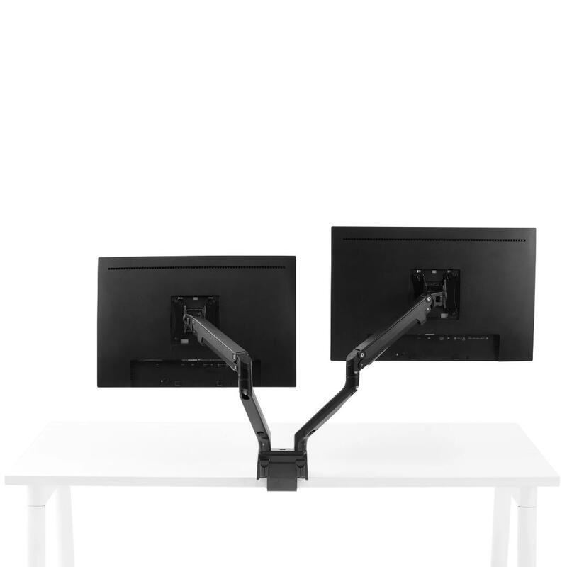 Swing Double Monitor Arm, Black - Thumbnail 2