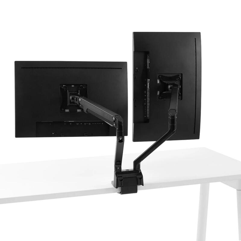 Swing Double Monitor Arm, Black - Thumbnail 3