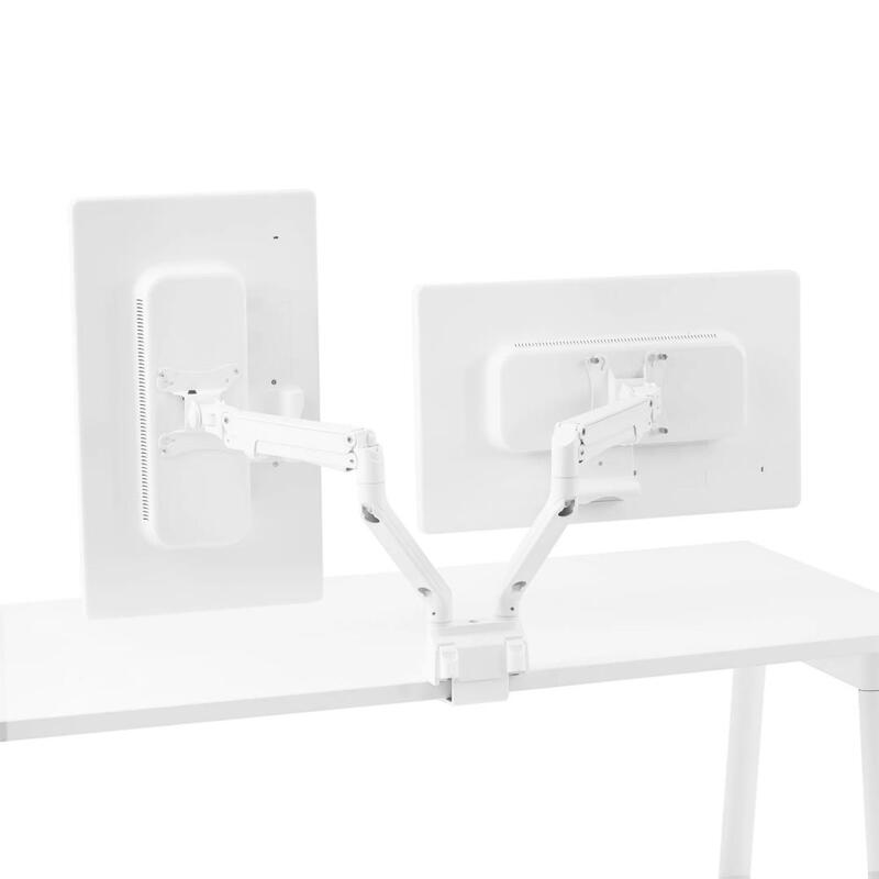 Swing Double Monitor Arm, White - Thumbnail 3