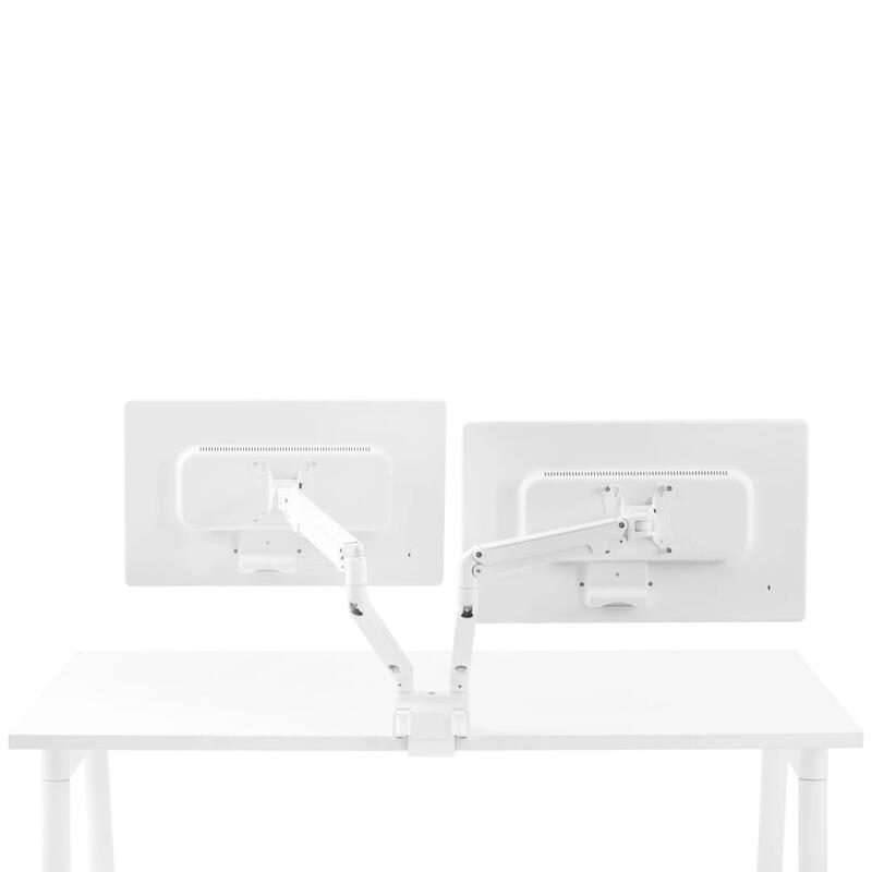 Swing Double Monitor Arm, White - Thumbnail 2