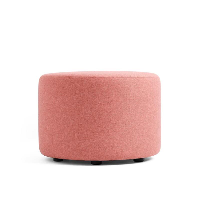 Block Party Round Ottoman, 24"D, Rose - Image 1