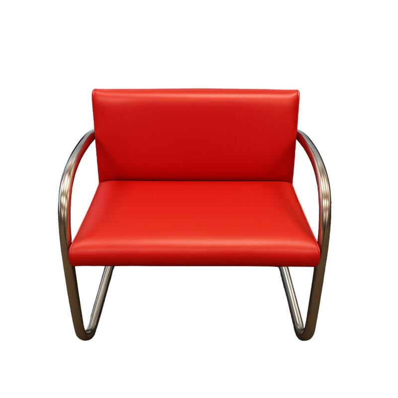 Knoll Bruno polished aluminium cantilever visitor/meeting chair upholstered in red leather - Image 1