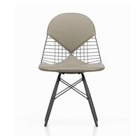 Eames wire chair upholstered in grey leather