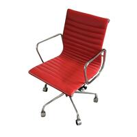 Eames meeting room chair upholstered in red leather