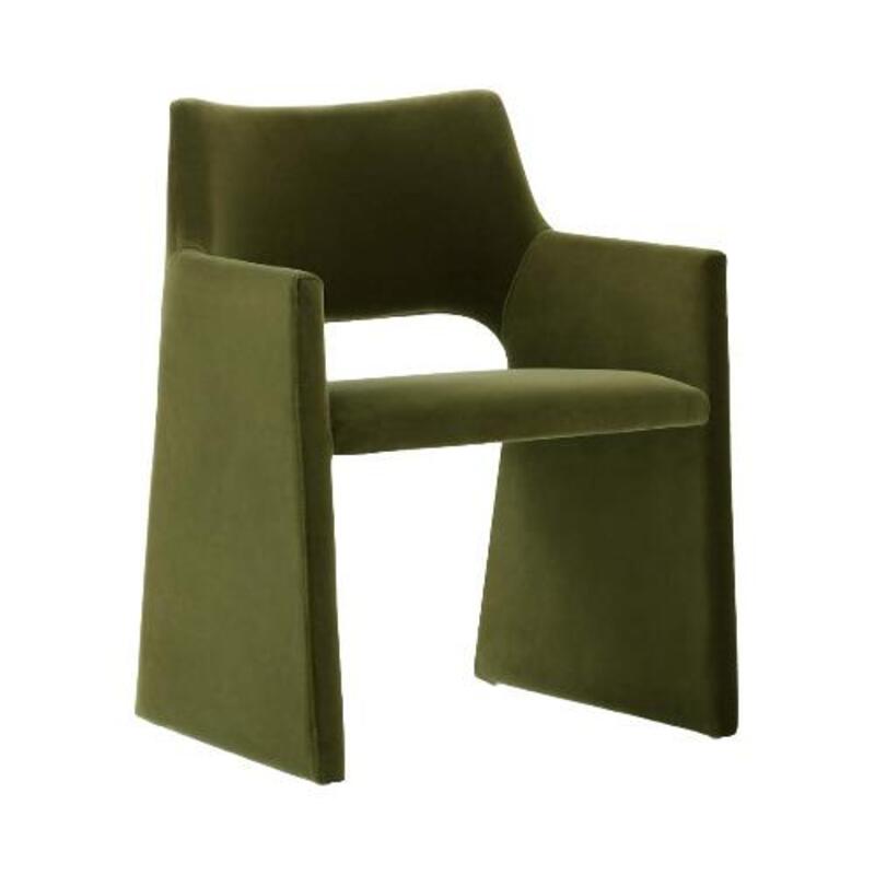 Foley Olive Green Velvet Dining Armchair - Image 1