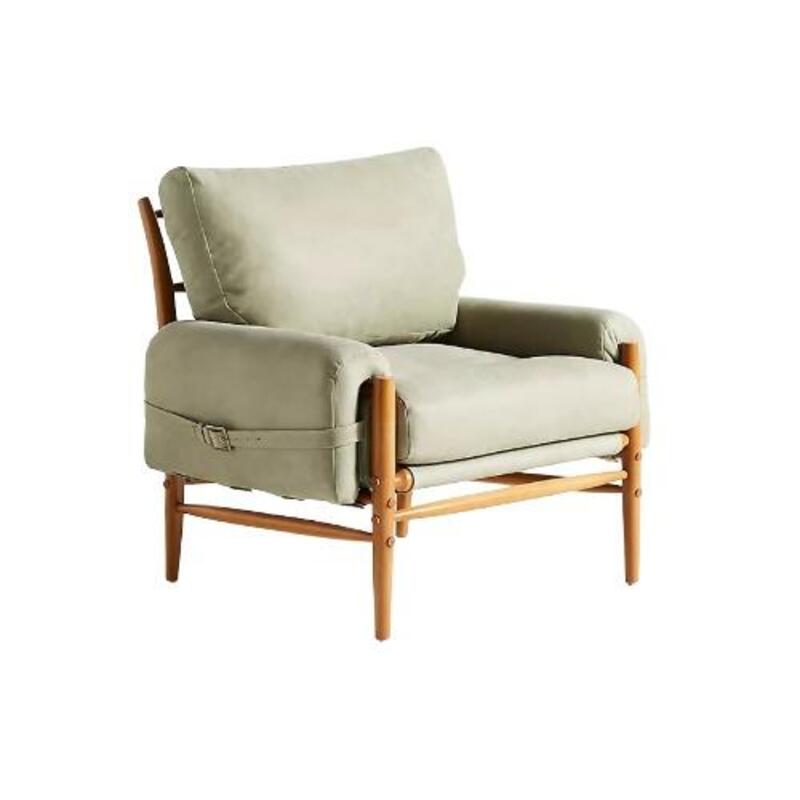 Rhys Sage Nubuck Leather Chair - Image 1