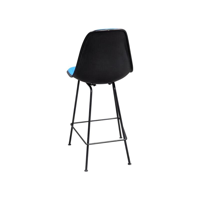 Eames Used Molded Plastic Stool, Blue and Black - Thumbnail 3
