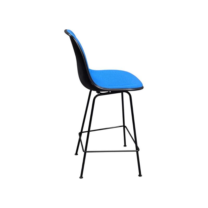 Eames Used Molded Plastic Stool, Blue and Black - Thumbnail 2