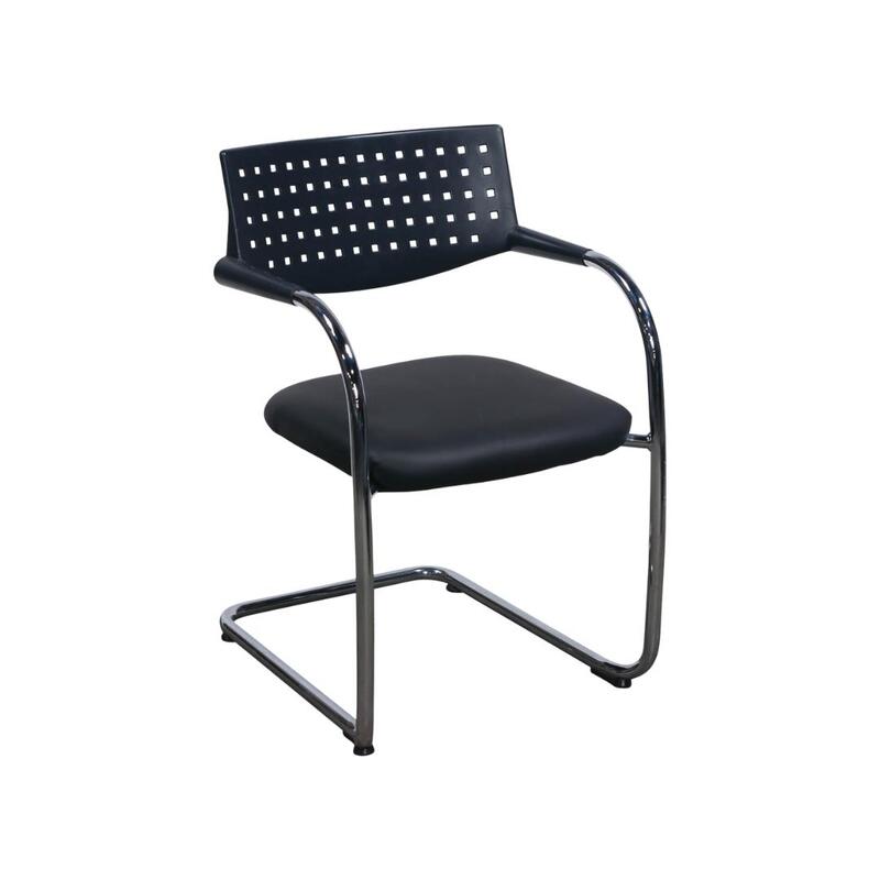 Visavis Citterio Used Mid Century Modern Stack Chair, Genuine Black Leather Seat - Image 1