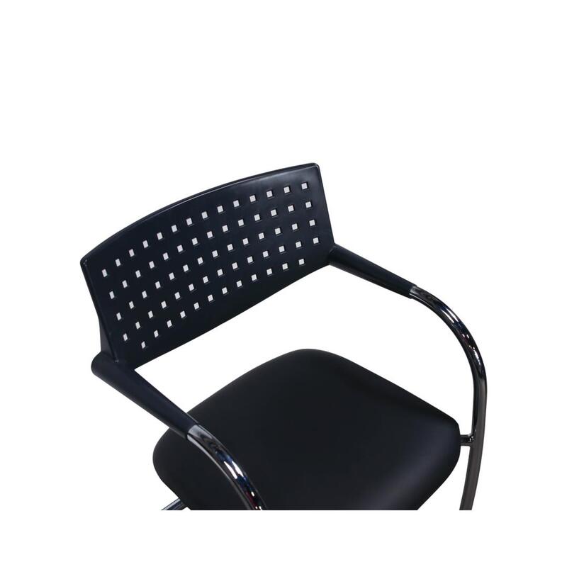 Visavis Citterio Used Mid Century Modern Stack Chair, Genuine Black Leather Seat - Thumbnail 4