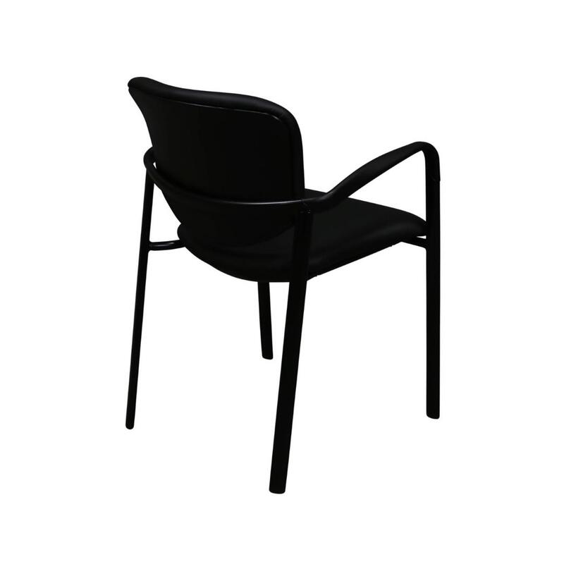 Improv Used PU Leather Stack Chair, Satin Black - Thumbnail 2