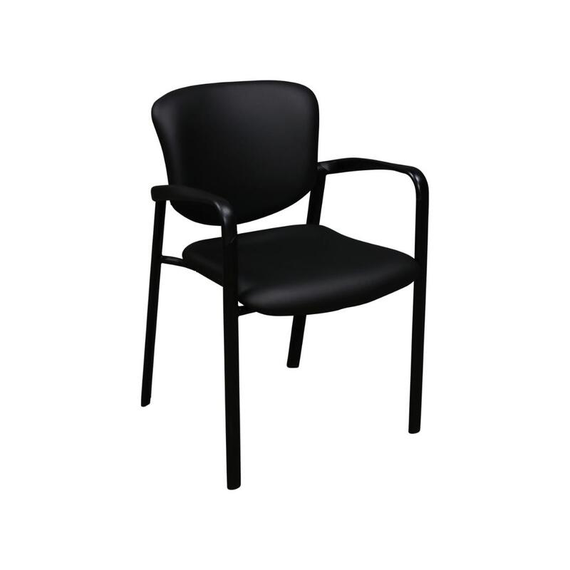 Improv Used PU Leather Stack Chair, Satin Black - Image 1