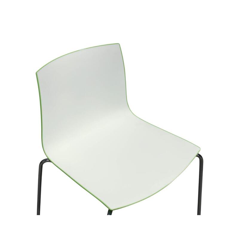 Catifa 46 Used Stack Chair, White and Green - Thumbnail 3