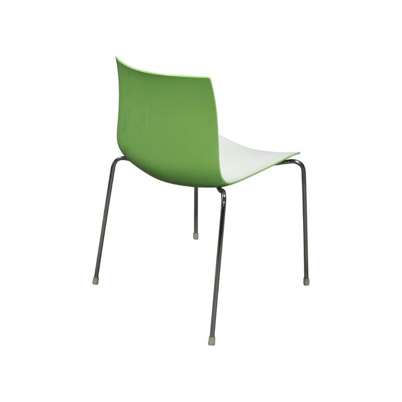 Catifa 46 Used Stack Chair, White and Green - Thumbnail 2