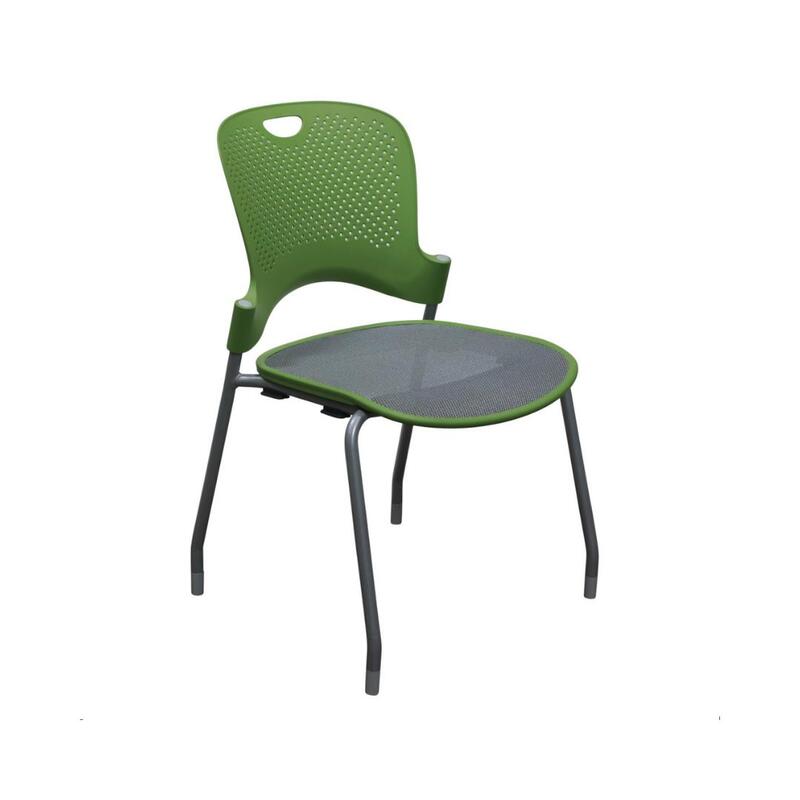 Herman Miller Caper Used Stack Chair w Light Gray Mesh Seat, Green - Image 1