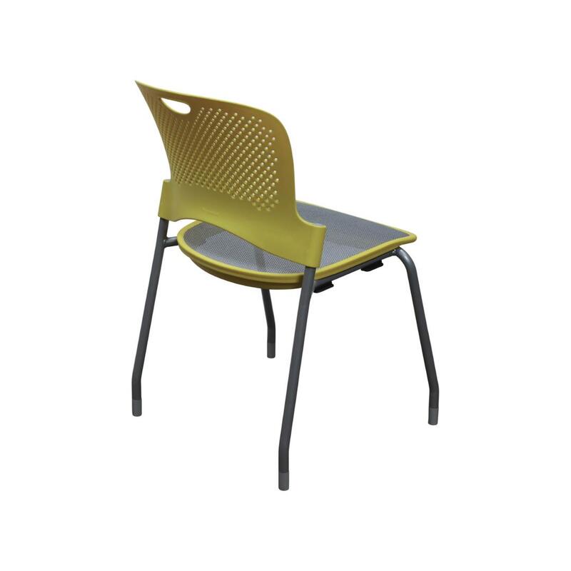 Caper Used Stack Chair w Light Gray Mesh Seat, Yellow - Thumbnail 2
