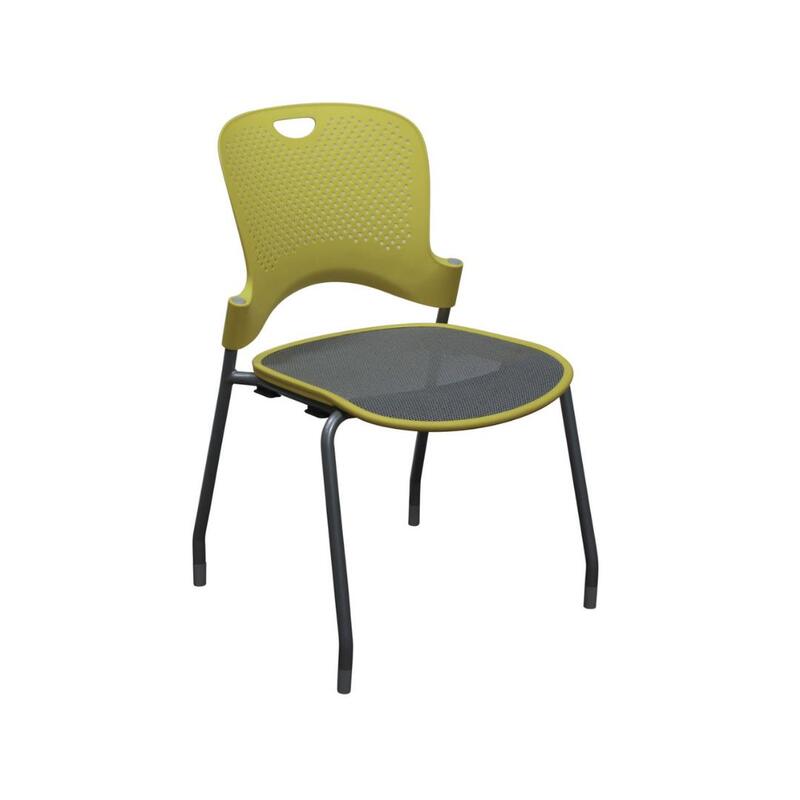 Caper Used Stack Chair w Light Gray Mesh Seat, Yellow - Image 1