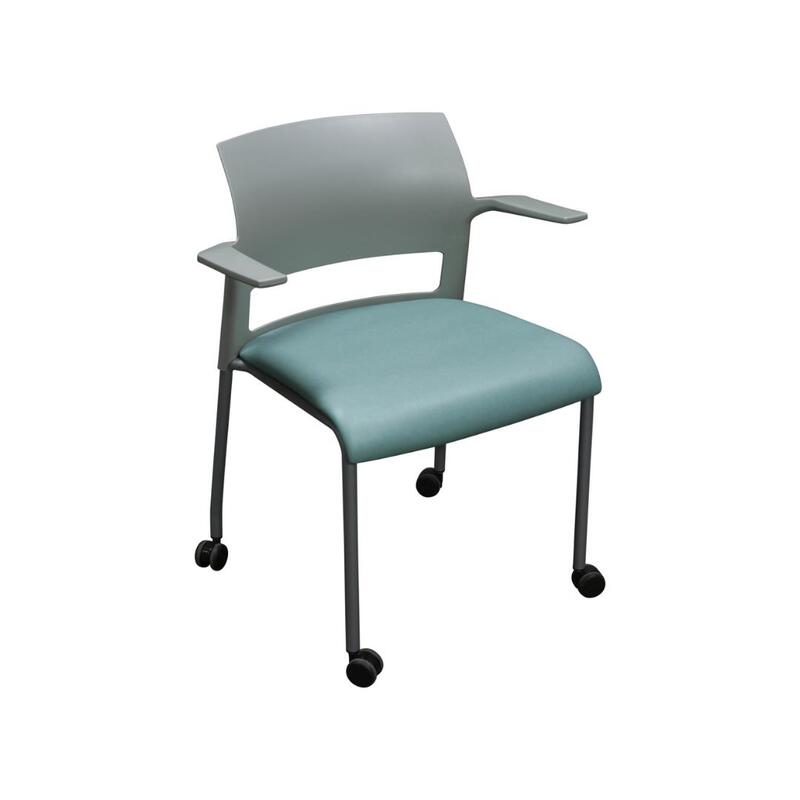 Move Used Stack Chair, Light Gray and Light Blue - Image 1