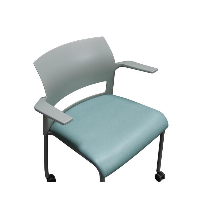 Move Used Stack Chair, Light Gray and Light Blue - Thumbnail 3