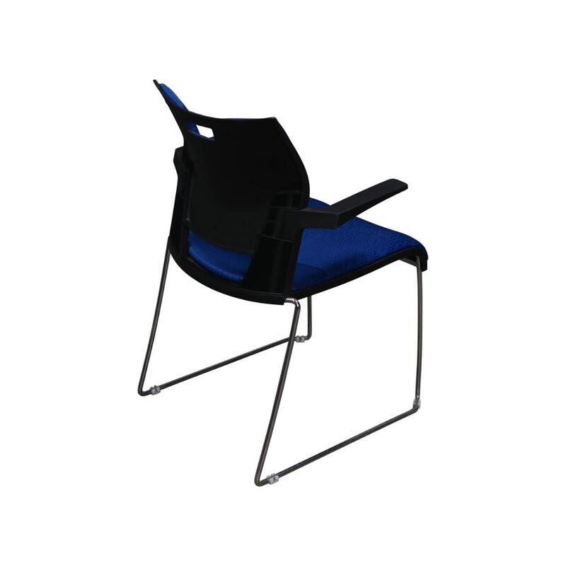 Global Duet Used Stack Chair with Padded Seat, Blue and Black - Thumbnail 2