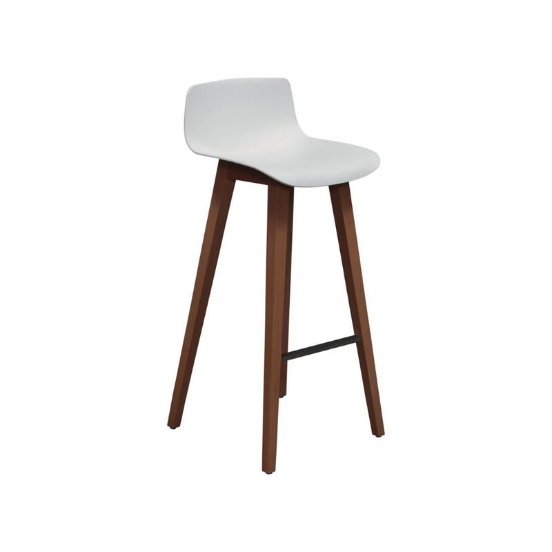 Used Natural Wood Base Stool, White - Image 1