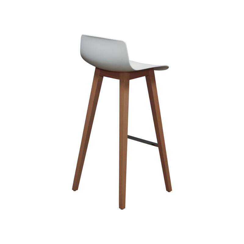 Used Natural Wood Base Stool, White - Thumbnail 2