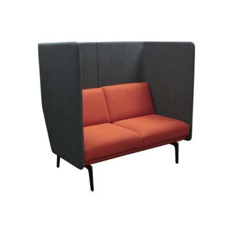 OFS Used Two Seater Sofa w Privacy Surround, Orange and Gray - Image 1