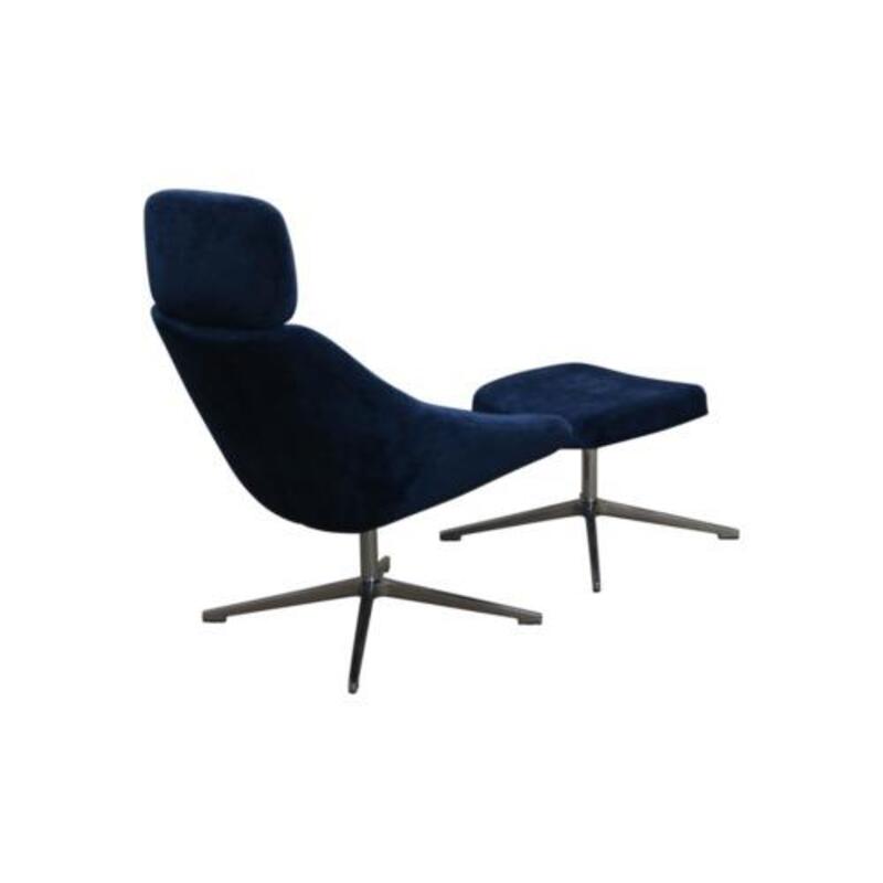 Allermuir Open Used Guest Chair w Headrest and Ottoman, Navy Blue - Thumbnail 2