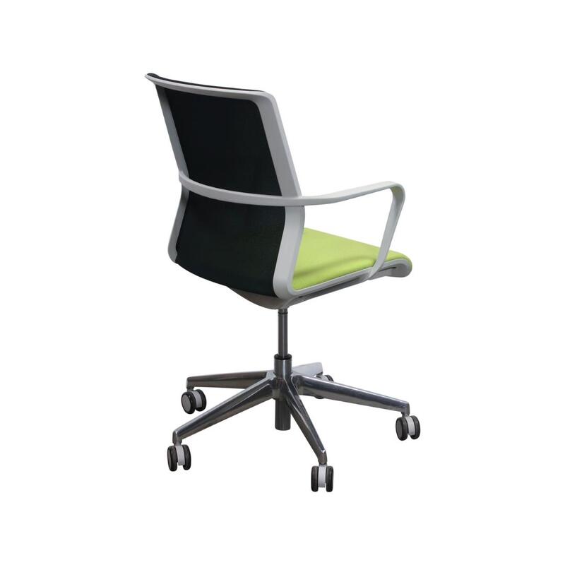 Senator Circo Used Black Mesh Back Conference Chair, Lime Green - Thumbnail 2