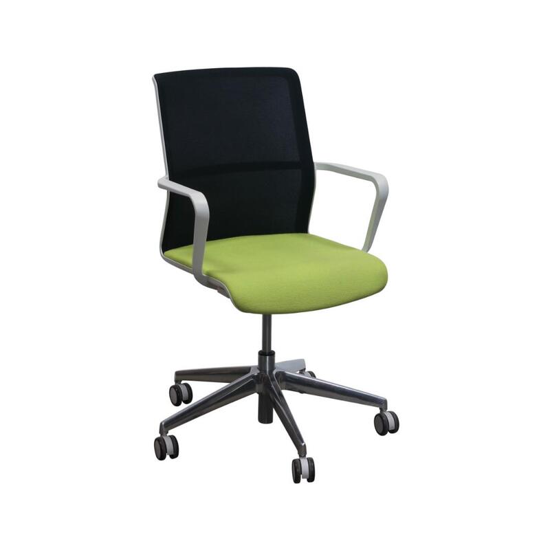 Senator Circo Used Black Mesh Back Conference Chair, Lime Green - Image 1
