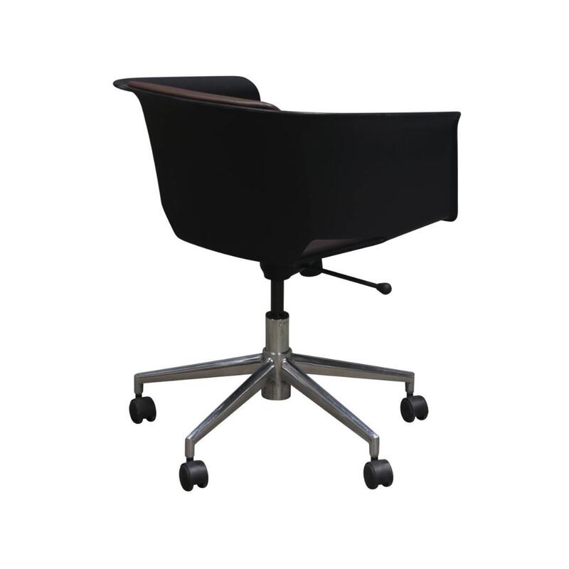 Lotus Swivel Used Leather Conference Chair, Brown - Thumbnail 2