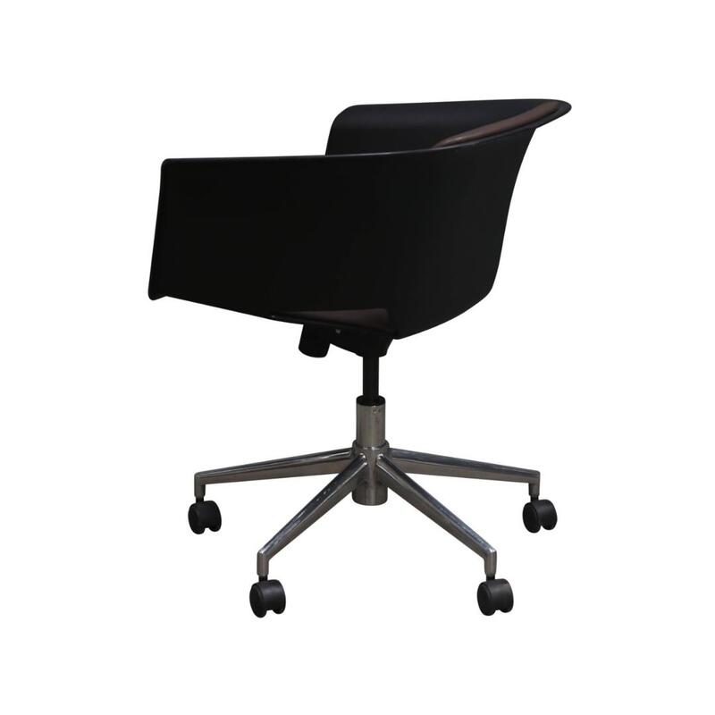 Lotus Swivel Used Leather Conference Chair, Brown - Thumbnail 3