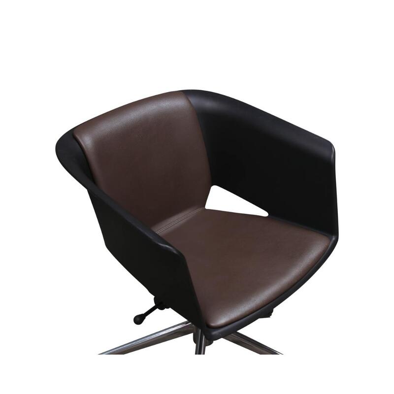 Lotus Swivel Used Leather Conference Chair, Brown - Thumbnail 4
