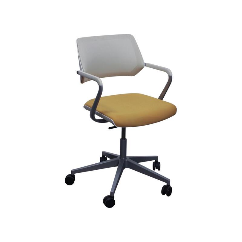 QiVi Used Off-White Mesh Conference Chair, Yellow - Image 1