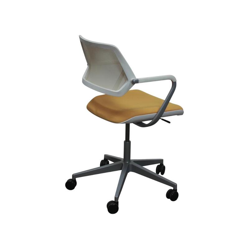 QiVi Used Off-White Mesh Conference Chair, Yellow - Thumbnail 2