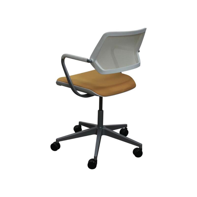 QiVi Used Off-White Mesh Conference Chair, Yellow - Thumbnail 3