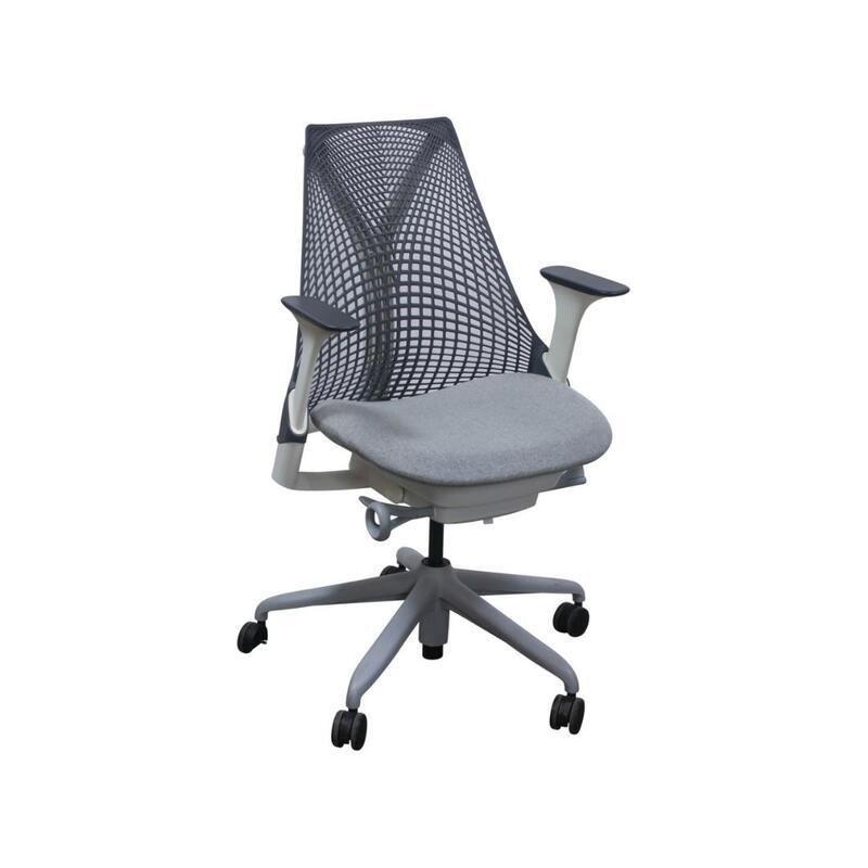 Sayl Used Dark Gray Back Conference Chair, Light Gray Seat - Image 1