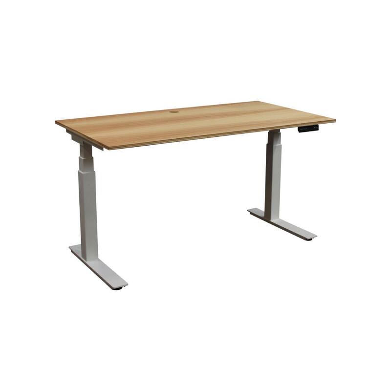 29×53 In Used Adjustable Height Table Desk, Light Oak - Image 1